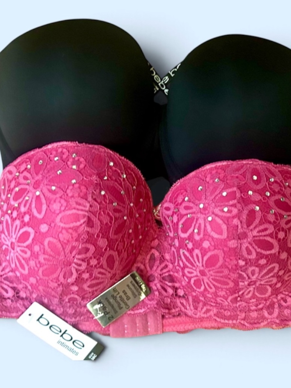 bebe NWT 2 Pack 38C Plunge Gentle Lift Bras with Detachable Straps